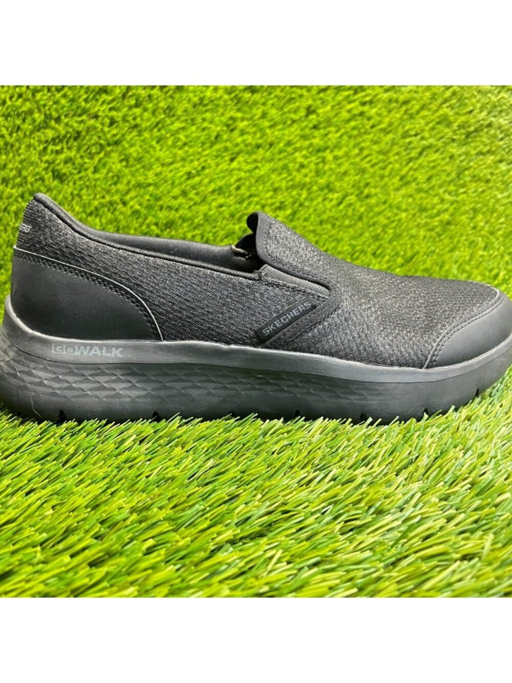 Skechers‎ Go Walk Flex Mens Size 8 Black Athletic Walking Slip On Shoes Sneakers